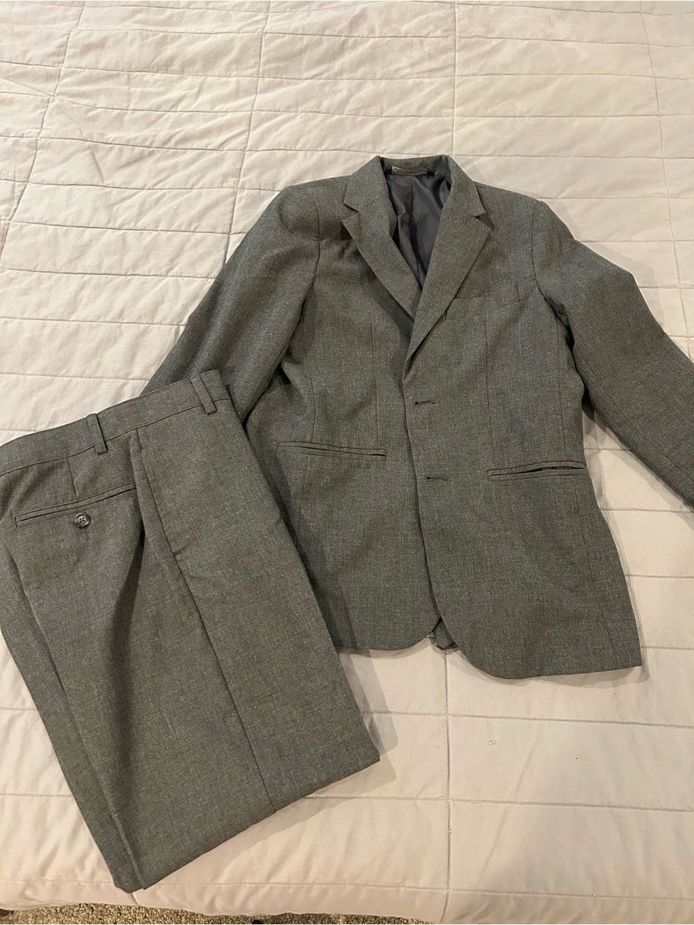 Boys Grey Suit with Pants and Two-Button Blazer